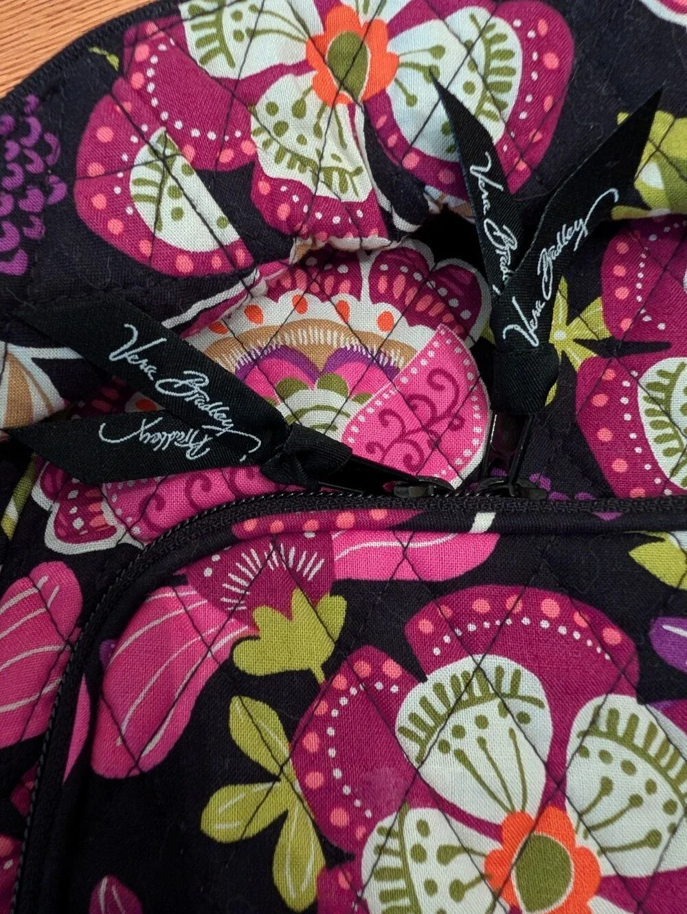 Vera Bradley Floral Quilted Backpack - Bold Pink & Green Flowers
